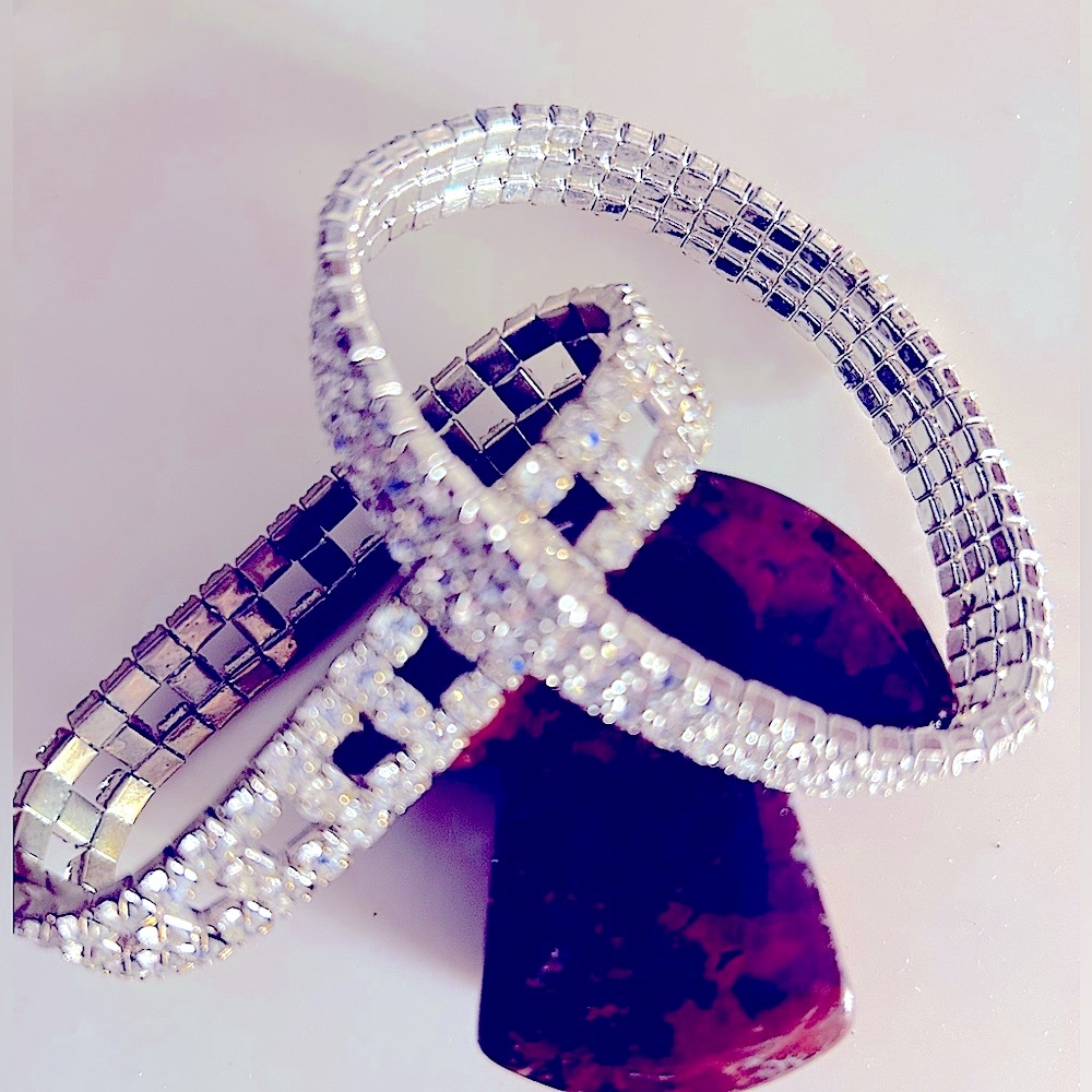 2 bracelets Rhinestones. Vintage, all stones intact.